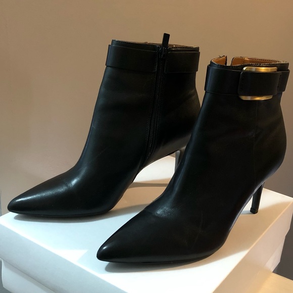 calvin klein black leather booties